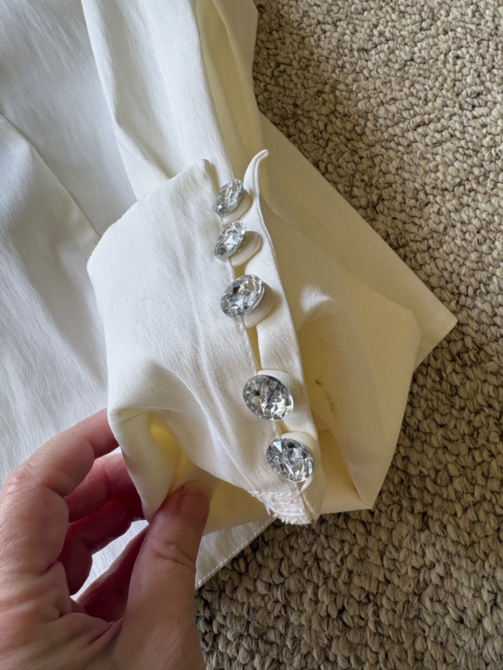 Cache Vintage Ruffle Tuxedo Blouse White Office Siren French Cuffs 12 Corporate - Picture 6 of 12